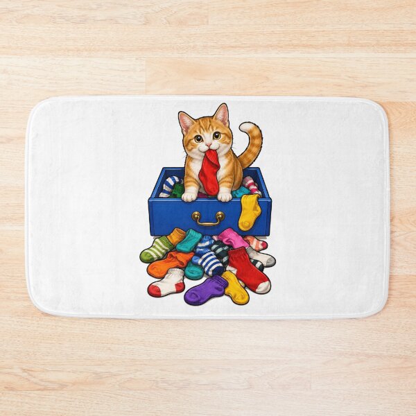 Item preview, Orange Kitten Sock Drawer Thief Art designed and sold by Old's Cool Cat Studio.