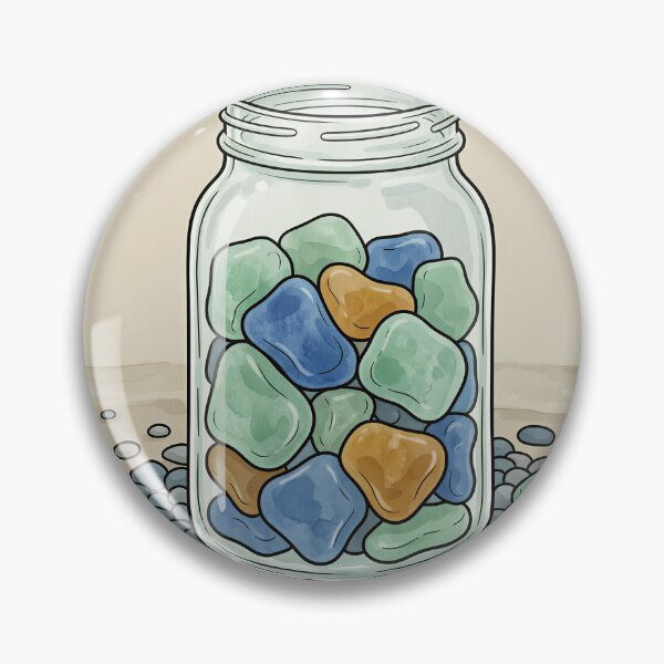 Item preview, Sea Glass Jar on Pebbles Coastal Still Life designed and sold by DIUMERI.