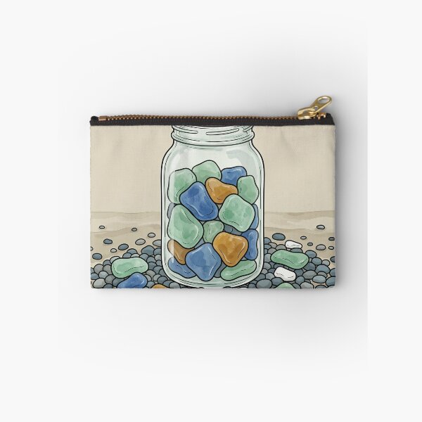 Item preview, Sea Glass Jar on Pebbles Coastal Still Life designed and sold by DIUMERI.