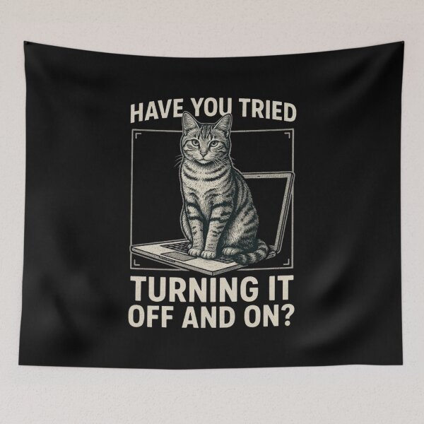 Item preview, Funny Cat Tech Engineer Have You Tried Turning It Off And On, Tech Support Humor, Computer It Guy designed and sold by Dabbing Turtle Designs.