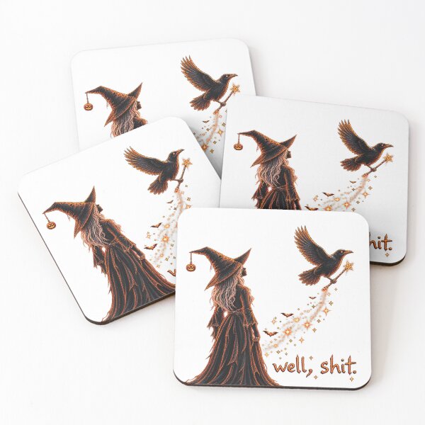 Item preview, witch spooky halloween raven and pumpkin glow art designed and sold by otaku.edwardj.
