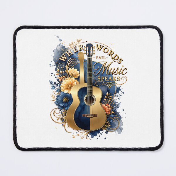 Item preview, Where Words Fail Music Speaks Guitar Floral Art designed and sold by Yafa-Design.