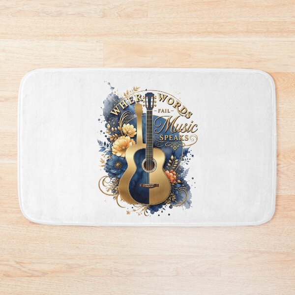 Item preview, Where Words Fail Music Speaks Guitar Floral Art designed and sold by Yafa-Design.