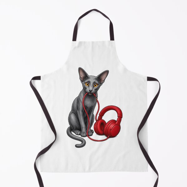 Item preview, Oriental Cat Chewing Headphones Cable Art designed and sold by Old's Cool Cat Studio.