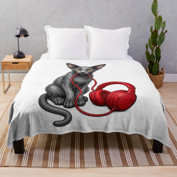 Item preview, Oriental Cat Chewing Headphones Cable Art designed and sold by Old's Cool Cat Studio.