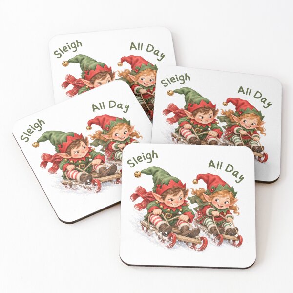 Item preview, Sleigh All Day Christmas Elves on Sled designed and sold by mycute-stickers.