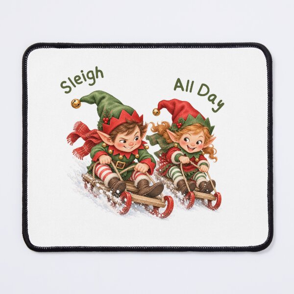 Item preview, Sleigh All Day Christmas Elves on Sled designed and sold by mycute-stickers.