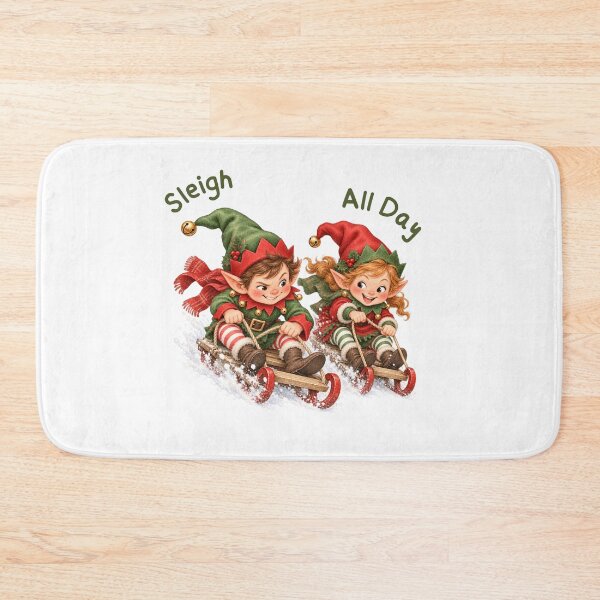 Item preview, Sleigh All Day Christmas Elves on Sled designed and sold by mycute-stickers.