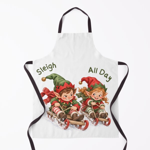 Item preview, Sleigh All Day Christmas Elves on Sled designed and sold by mycute-stickers.