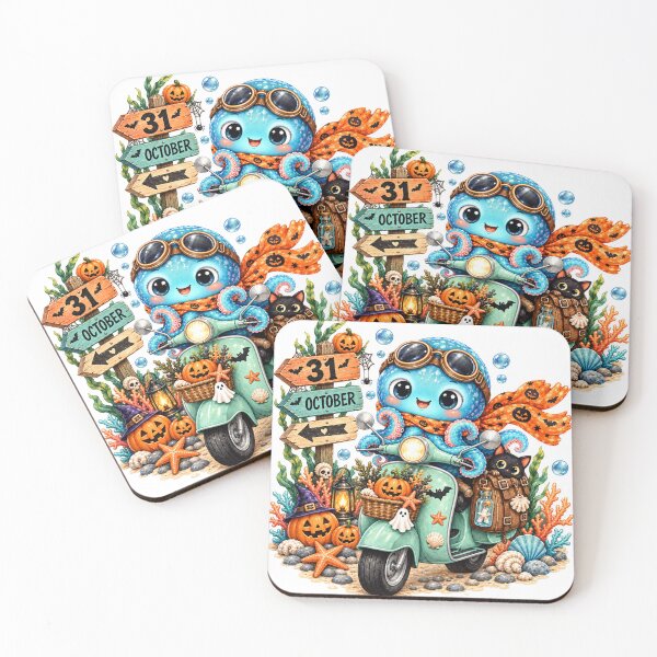 Item preview, Cute Halloween Octopus Scooter, Spooky Ocean Adventure designed and sold by Dreamy Ocean Art.