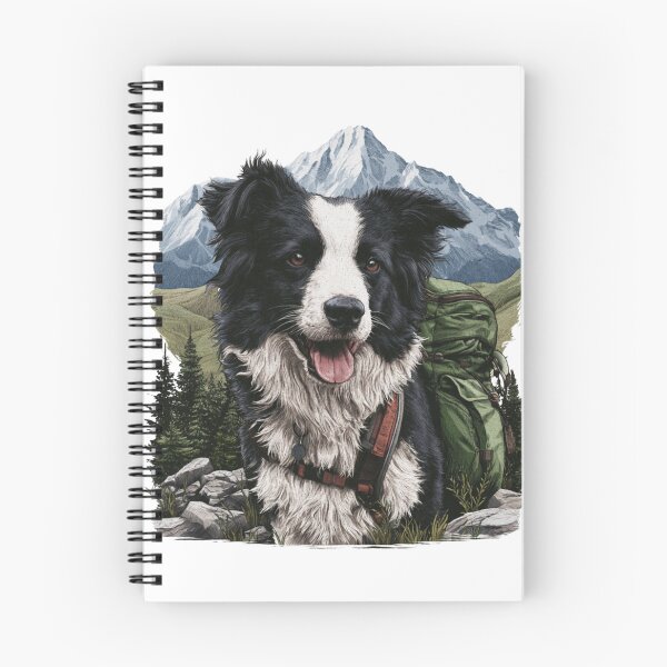 Item preview, Happy Border Collie Hiking Dog Mountain Adventure designed and sold by NicolasGlowArt.