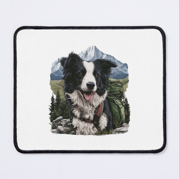 Item preview, Happy Border Collie Hiking Dog Mountain Adventure designed and sold by NicolasGlowArt.