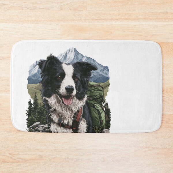 Item preview, Happy Border Collie Hiking Dog Mountain Adventure designed and sold by NicolasGlowArt.