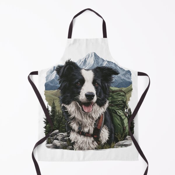 Item preview, Happy Border Collie Hiking Dog Mountain Adventure designed and sold by NicolasGlowArt.