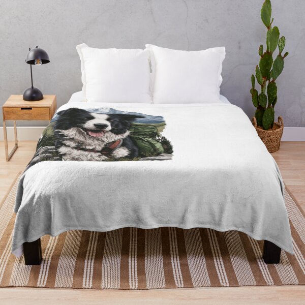 Item preview, Happy Border Collie Hiking Dog Mountain Adventure designed and sold by NicolasGlowArt.