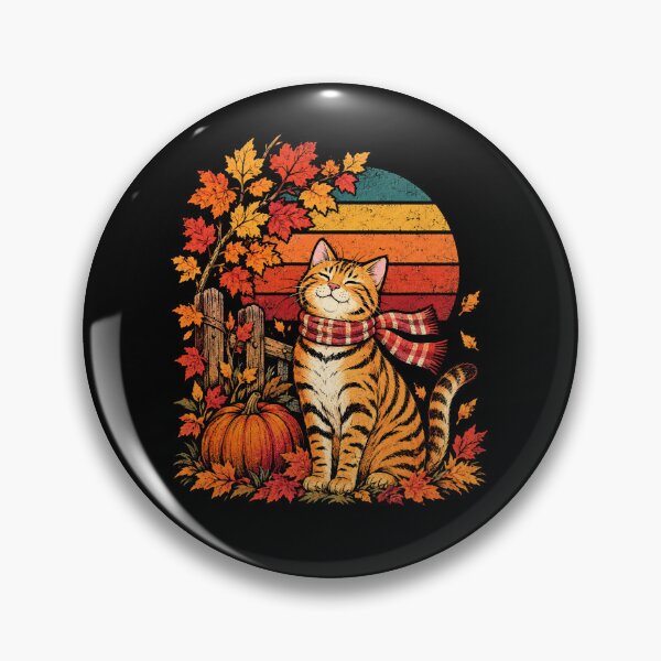 Item preview, Cozy Retro Autumn Cat Pumpkin Scarf Vintage designed and sold by Moizento.