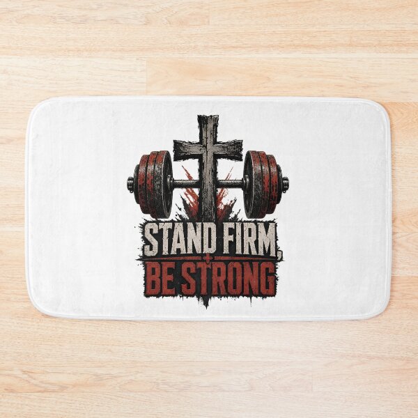 Item preview, Stand Firm Be Strong Christian Gym Barbell Cross designed and sold by Yafa-Design.