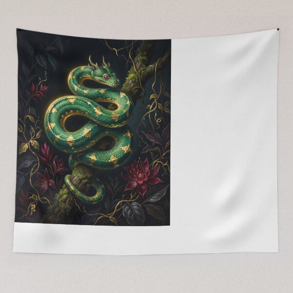 Item preview, The Emerald Serpent - Dark Botanical Gilded Oil Painting designed and sold by The Gilded Cage.