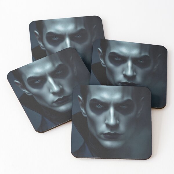 Item preview, Cinematic Dark Goth Man in Deep Blue Neon Shadow designed and sold by mimikaka.