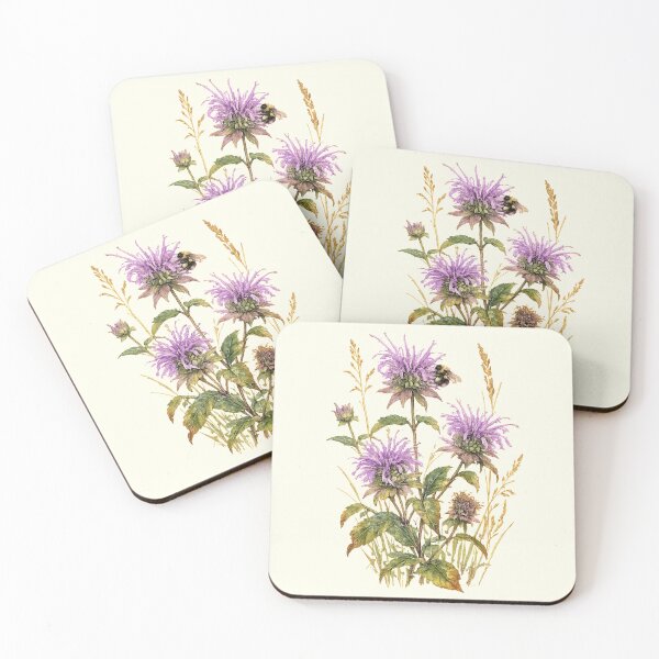 Item preview, Wild Bergamot & Bumblebee | Native Pollinator Wildflower Art designed and sold by SusanSweetArt.