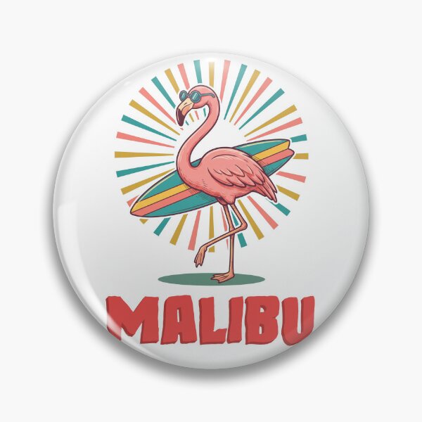 Item preview, Retro Surf Flamingo California Malibu designed and sold by NullSpacePrints.