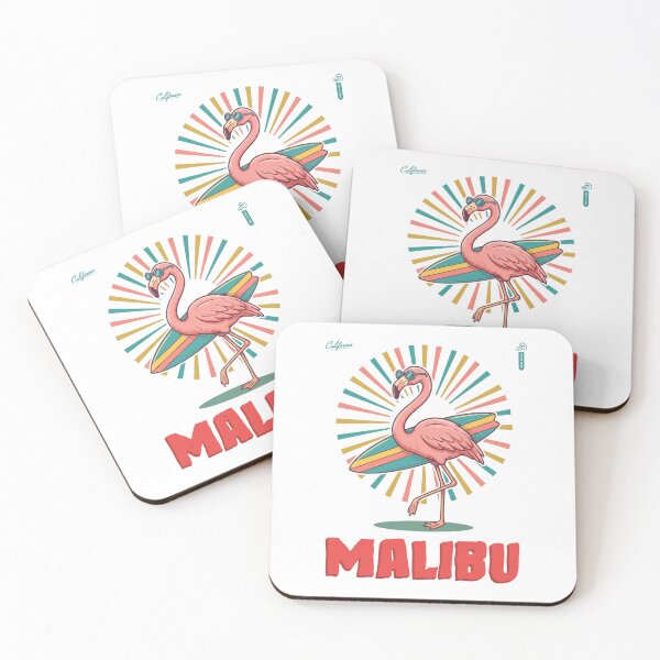Item preview, Retro Surf Flamingo California Malibu designed and sold by NullSpacePrints.