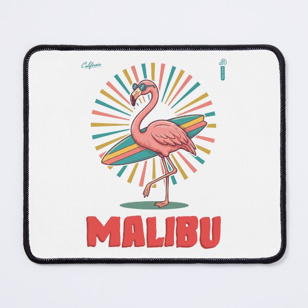 Item preview, Retro Surf Flamingo California Malibu designed and sold by NullSpacePrints.