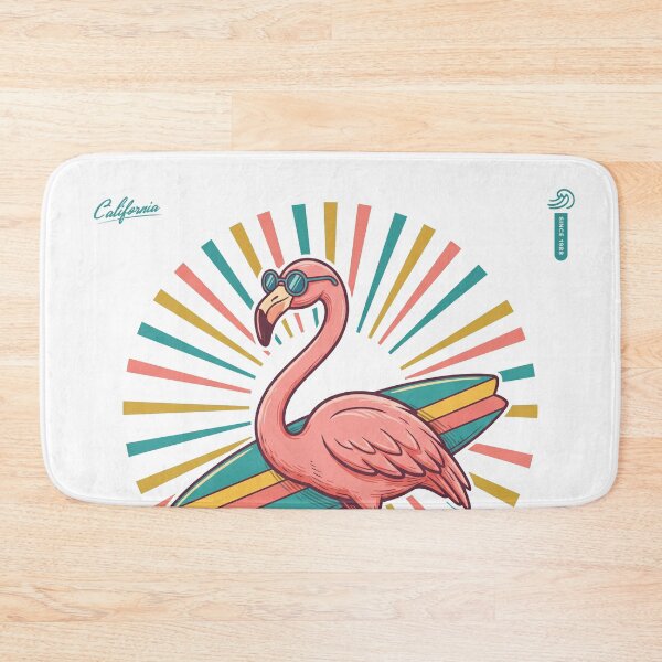 Item preview, Retro Surf Flamingo California Malibu designed and sold by NullSpacePrints.