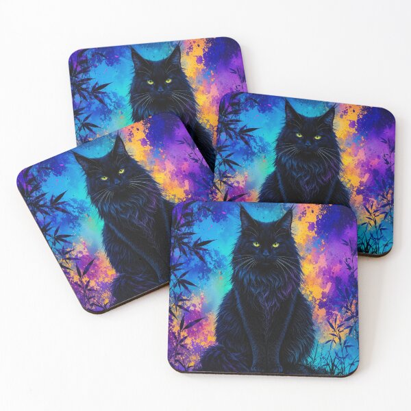 Item preview, Majestic Black Maine Coon Cat in Cosmic Forest designed and sold by PetsArt.