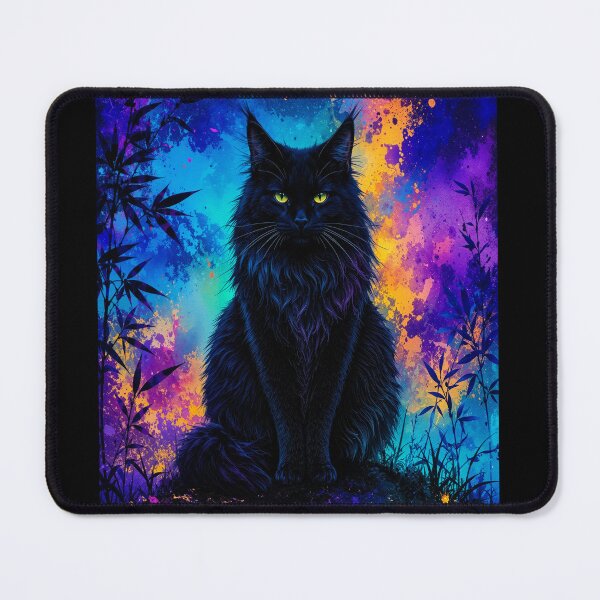 Item preview, Majestic Black Maine Coon Cat in Cosmic Forest designed and sold by PetsArt.