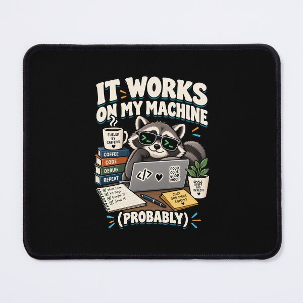 Item preview, It Works On My Machine Probably Funny Programmer Raccoon designed and sold by Ridaelb.
