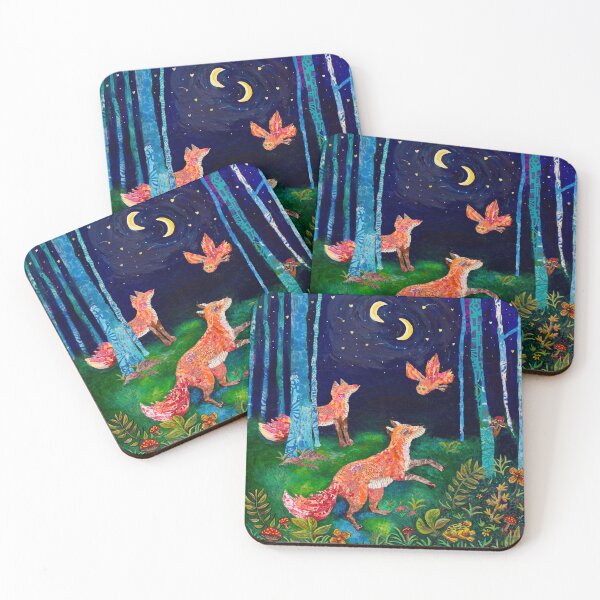 Item preview, Whimsical Foxes in the Magical Night Forest designed and sold by Laura Terese Art.