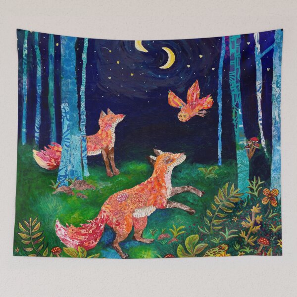 Item preview, Whimsical Foxes in the Magical Night Forest designed and sold by Laura Terese Art.