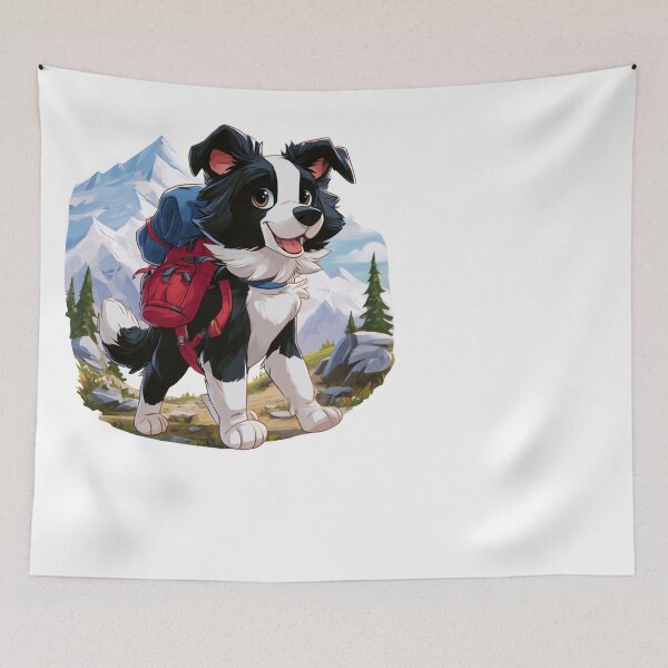 Item preview, Cute Border Collie Hiking Dog Mountain Adventure designed and sold by NicolasGlowArt.