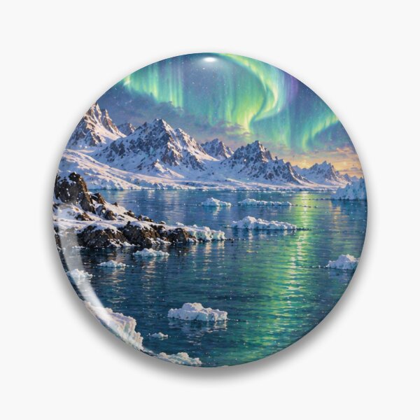 Item preview, Northern Lights Aurora Watercolor Landscape designed and sold by IrinaVisual.