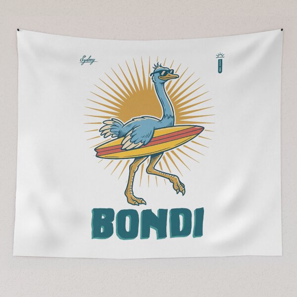 Item preview, Retro Surf Ostrich Sydney Bondi designed and sold by NullSpacePrints.