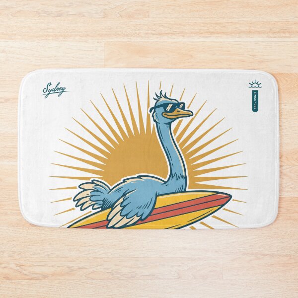 Item preview, Retro Surf Ostrich Sydney Bondi designed and sold by NullSpacePrints.