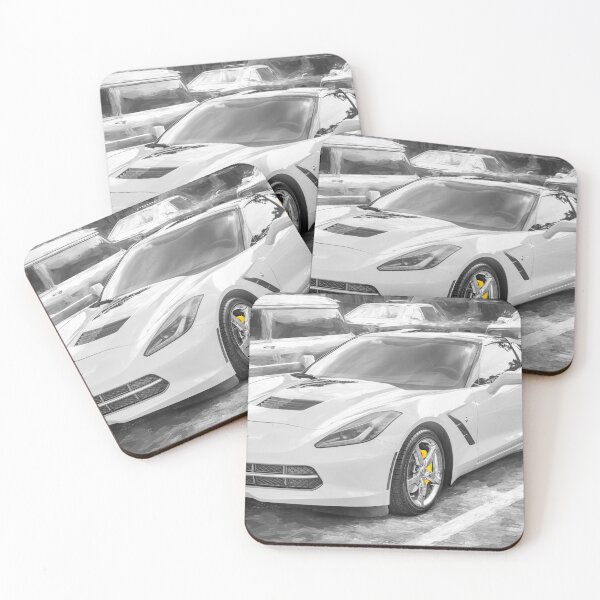 Item preview,  2014 Corvette Stingray Coupe Velocity Yellow Hood Badge Poster designed and sold by RichFrancoCars.