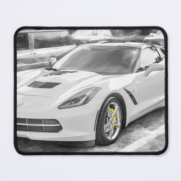 Item preview, 2014 Corvette Stingray Coupe Velocity Yellow Hood Badge Poster designed and sold by RichFrancoCars.
