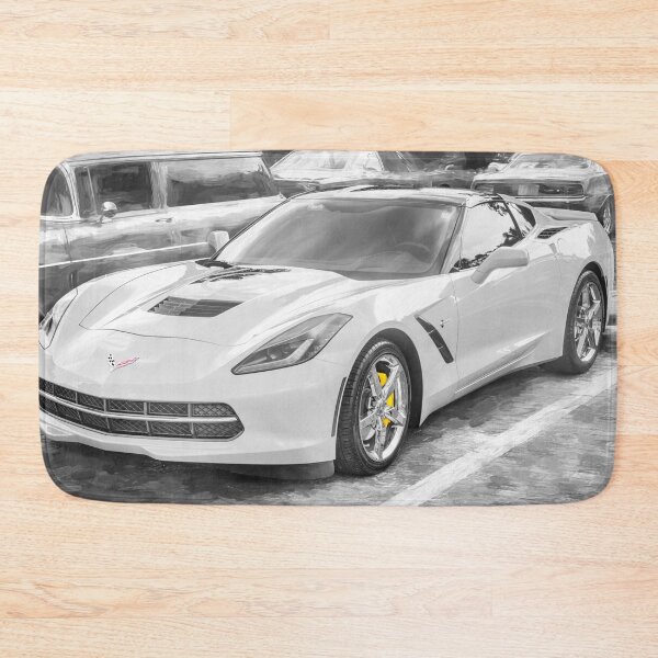 Item preview,  2014 Corvette Stingray Coupe Velocity Yellow Hood Badge Poster designed and sold by RichFrancoCars.