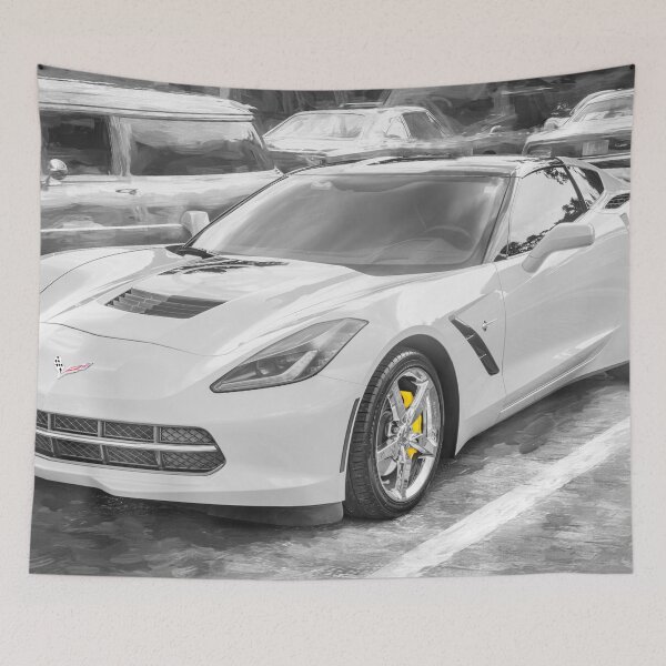 Item preview,  2014 Corvette Stingray Coupe Velocity Yellow Hood Badge Poster designed and sold by RichFrancoCars.