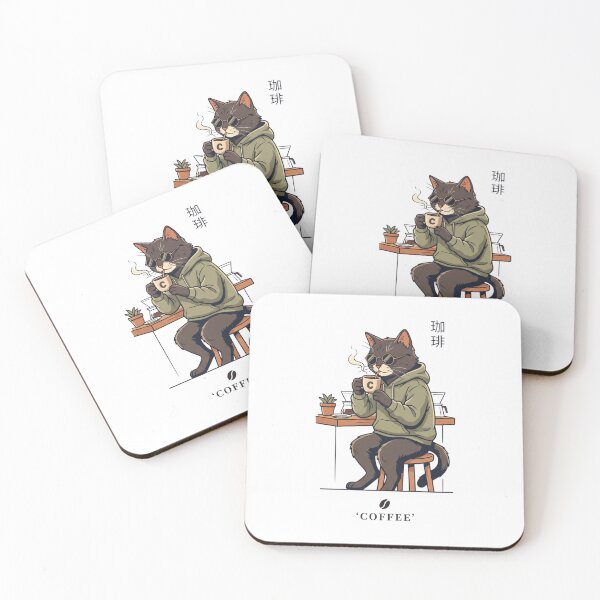 Item preview, Chill Cat Drinking Coffee - Minimalist Anime Streetwear Aesthetic designed and sold by filalihicham1.