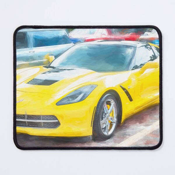 Item preview, 2014 Corvette Stingray Coupe Velocity Yellow Hood Badge Poster designed and sold by RichFrancoCars.