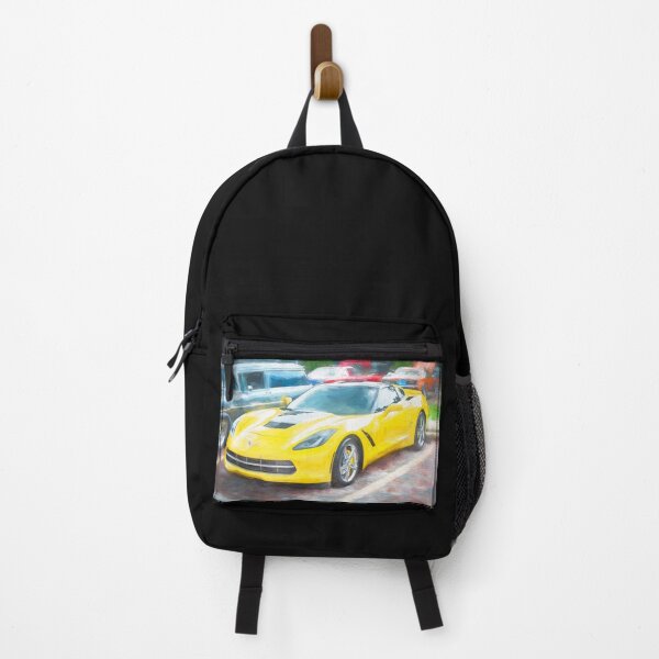 Item preview, 2014 Corvette Stingray Coupe Velocity Yellow Hood Badge Poster designed and sold by RichFrancoCars.