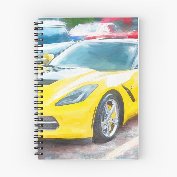 Item preview, 2014 Corvette Stingray Coupe Velocity Yellow Hood Badge Poster designed and sold by RichFrancoCars.