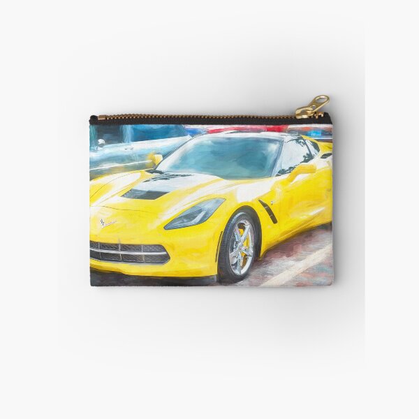 Item preview, 2014 Corvette Stingray Coupe Velocity Yellow Hood Badge Poster designed and sold by RichFrancoCars.
