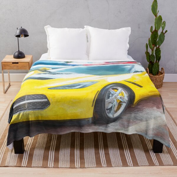 Item preview, 2014 Corvette Stingray Coupe Velocity Yellow Hood Badge Poster designed and sold by RichFrancoCars.