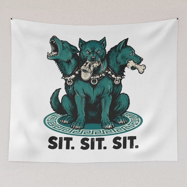 Item preview, Cerberus Sit Sit Sit Funny Ancient Greece Design designed and sold by Lolik Designs.