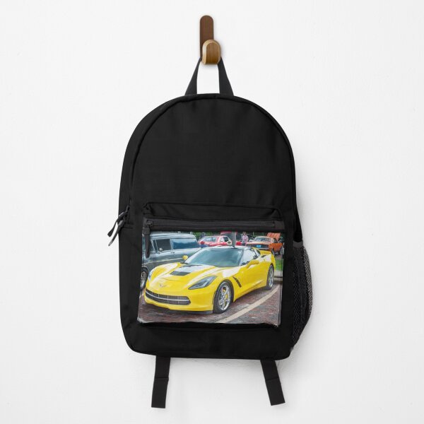 Item preview, 2014 Corvette Stingray Coupe Velocity Yellow Hood Badge Poster designed and sold by RichFrancoCars.