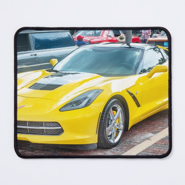 Item preview, 2014 Corvette Stingray Coupe Velocity Yellow Hood Badge Poster designed and sold by RichFrancoCars.